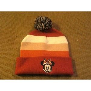 Disney Minnie Mouse Pom Pom Winter Knit Beanie Hat One Size Adult